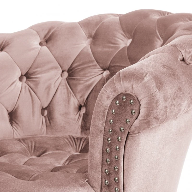 Фотьойл Честърфийлд Людовик, кадифе розов жасмин